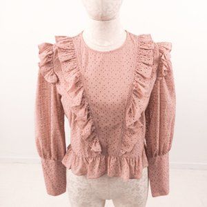 Robert Rodriguez 6 Cotton Eyelet Lace Pink Blouse